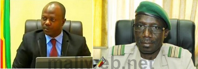 Bréhima Tolo, ministre de la poste et des Nouvelles Technologies et le ministre de la Défense, le Général Yamoussa Camara