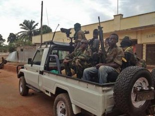 Des combattants de la Seleka. ©RFI/Cyril Bensimon