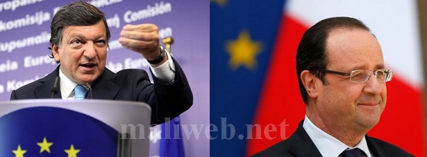 Le président de la Commission européenne, José Manuel Barroso, et le président français François Hollande.