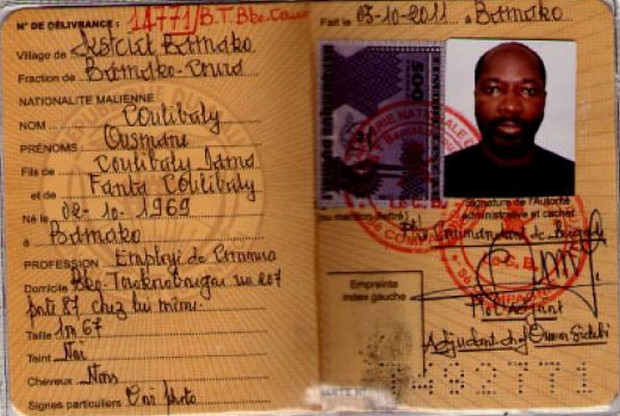 Le faux carte d'indentité malien de Charles Blé Goudé publié dans le rapport. 