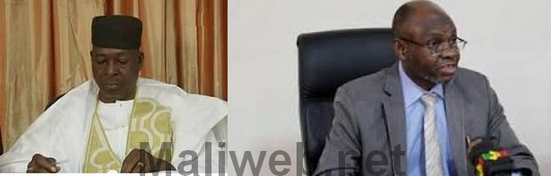 Le Gl Siaka Sangaré (DGE) et Dr Mamadou Diamoutene président CENI (G-D)