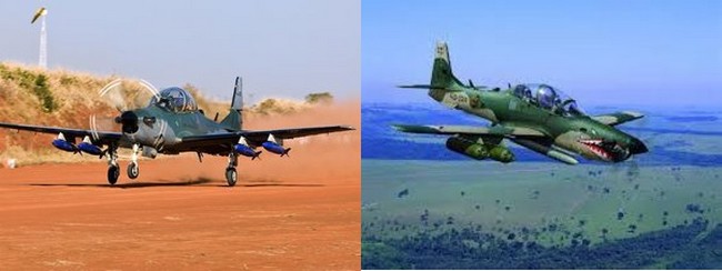 Modèle de l'avion de combat brésilien Super Tucano récemment commandé pour 6 exemplaires par le Mali.