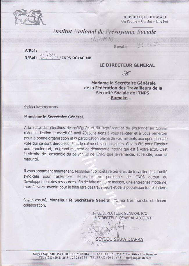 inps lettre