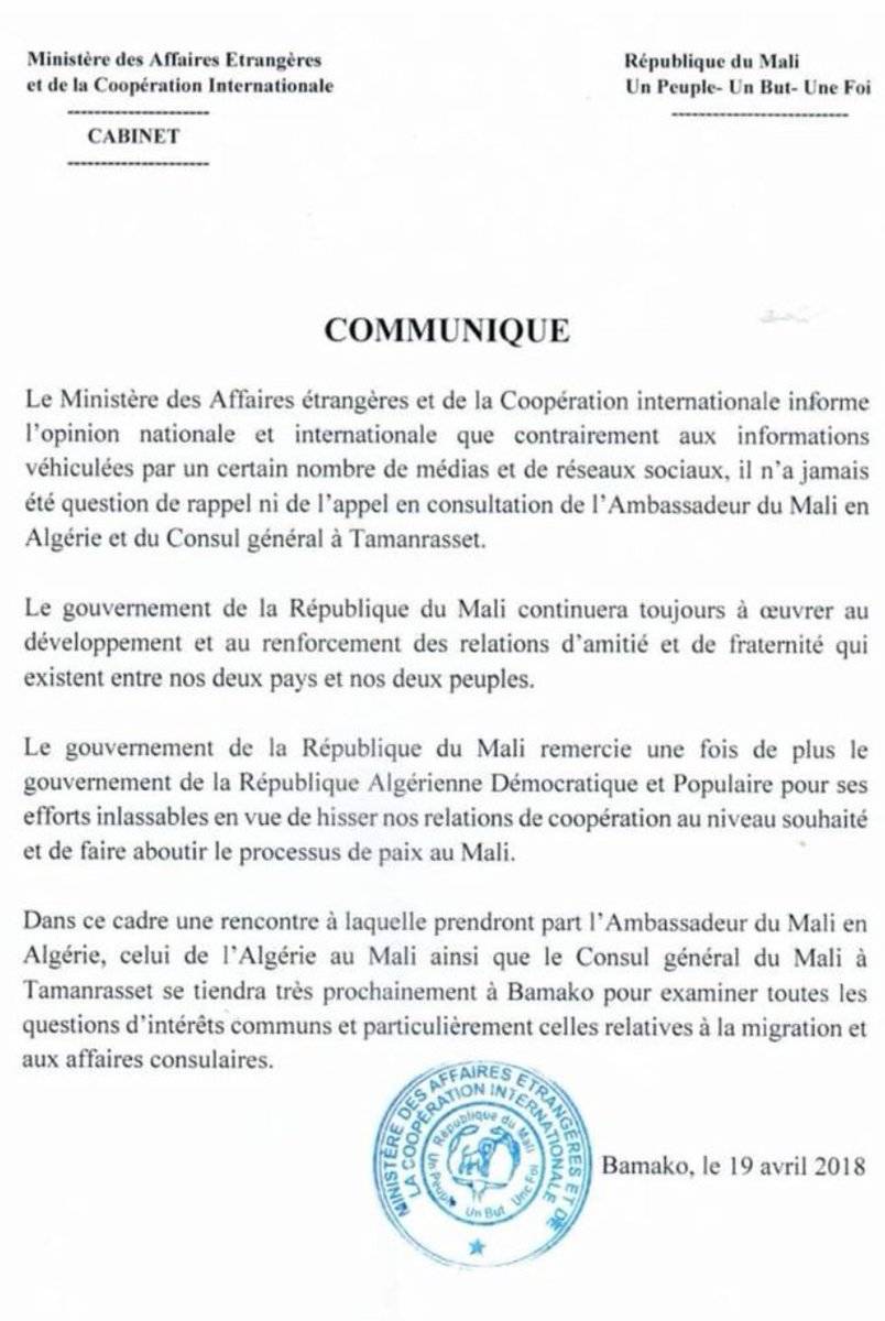 Le ministère malien des Affaires étrangères