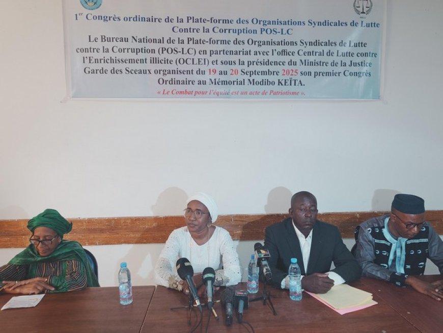Syndicats : 1er Congrès ordinaire de la Plate-forme des Organisations Syndicales de Lutte Contre la Corruption POS-LC