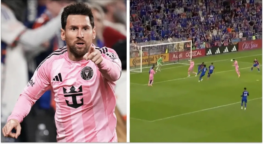 Lionel Messi marque de la tête pour l’Inter Miami lors de la demi-finale cruciale de la MLS Cup contre Cincinnati