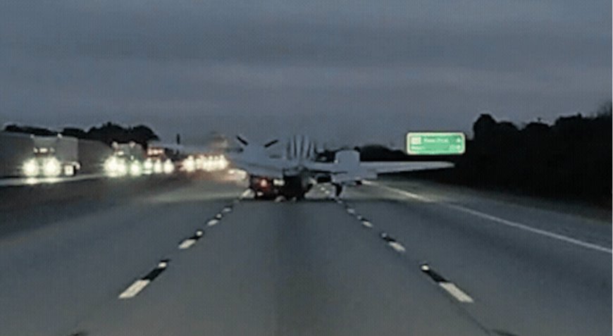 Un avion s’écrase sur une voiture lors d’un atterrissage d’urgence sur une autoroute