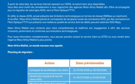 Moov Africa Malitel tourne la page de l’ADSL : la migration vers la fibre optique FTTH lancée d’ici fin 2026
