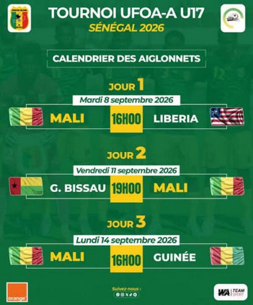 UFOA-A U17 : le programme du Mali pour la phase de poules