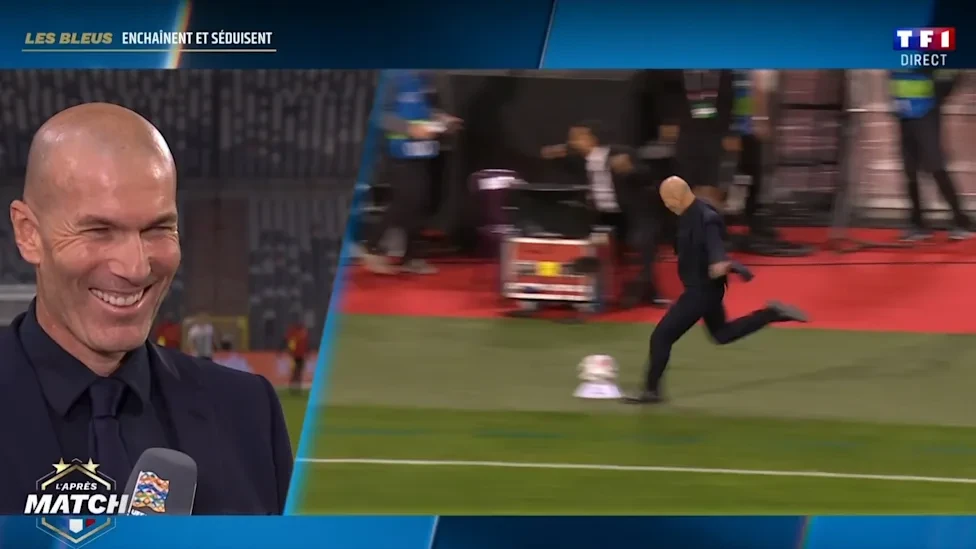 L'incroyable célébration de Zinédine Zidane après le but de Michael Olise contre la Belgique