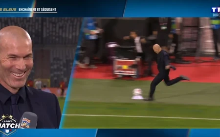 L'incroyable célébration de Zinédine Zidane après le but de Michael Olise contre la Belgique