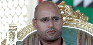 Saif Al-Islam lors d’une cérémonie officielle à Gharyan (au Sud de Tripoli), le 18 août 2007