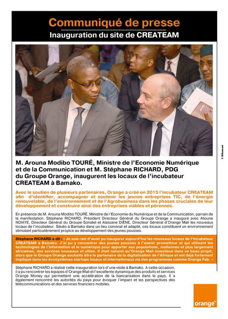 Communiqué : Inauguration du site Createam