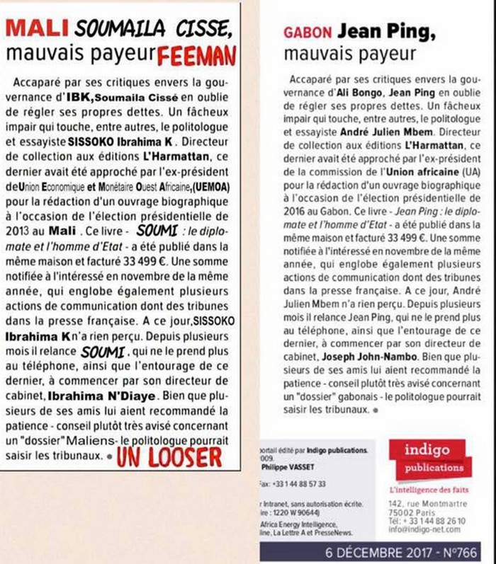 Conspiration contre l’opposition malienne : Publication du copier-coller de l’article sur Jean Ping pour salir Soumaïla Cissé