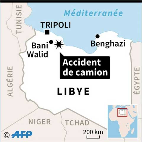 Libye: une vingtaine de migrants tués dans l'accident d'un camion