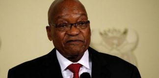 Le Président de l'Afrique du Sud Jacob Zuma annonce sa démission aux Union Buildings à Pretoria, en Afrique du Sud, le 14 février 2018.
