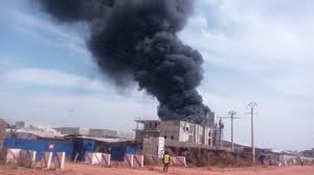 Incendie sur le site de la station de pompage de Kabala