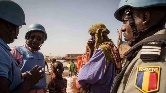 soldat tchadien Un soldat tchadien de la Minusma en opération à Konna dans la région de Mopti au Mali le 20 décembre 2018
