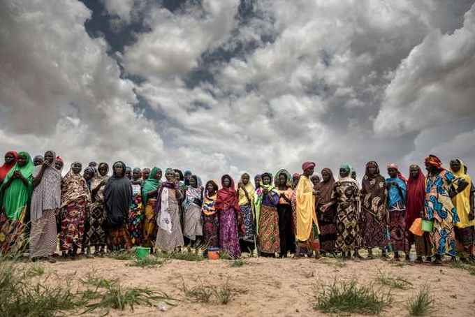 groupe de femmes dans un champ de sorgho ans la region de Maradi Un groupe de femmes dans un champ de sorgho ans la région de Maradi, au Niger