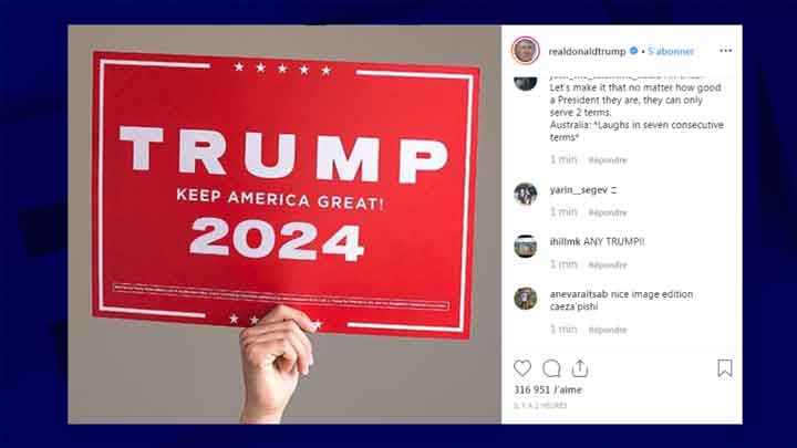 Donald Trump ironise sur sa possible réélection en 2024