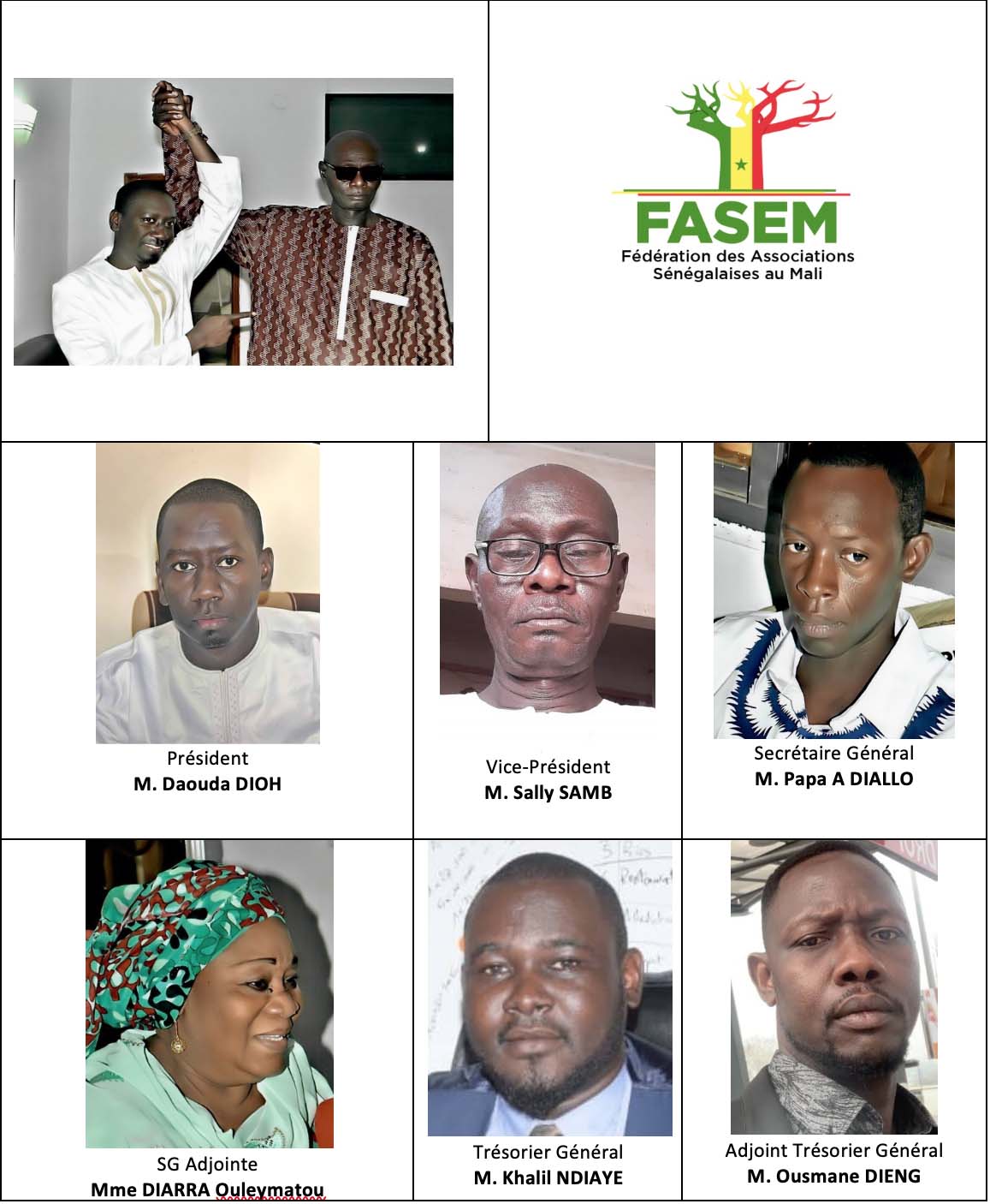 Investiture   officielle  du bureau  de  la  fédération  des  associations  sénégalaises   au  Mali   sous l’égide de son excellence M. L’ambassadeur du de la république du Sénégal au Mali M. BIRAME MBAGNICK DIAGNE Au CICB  le  22/02/2020