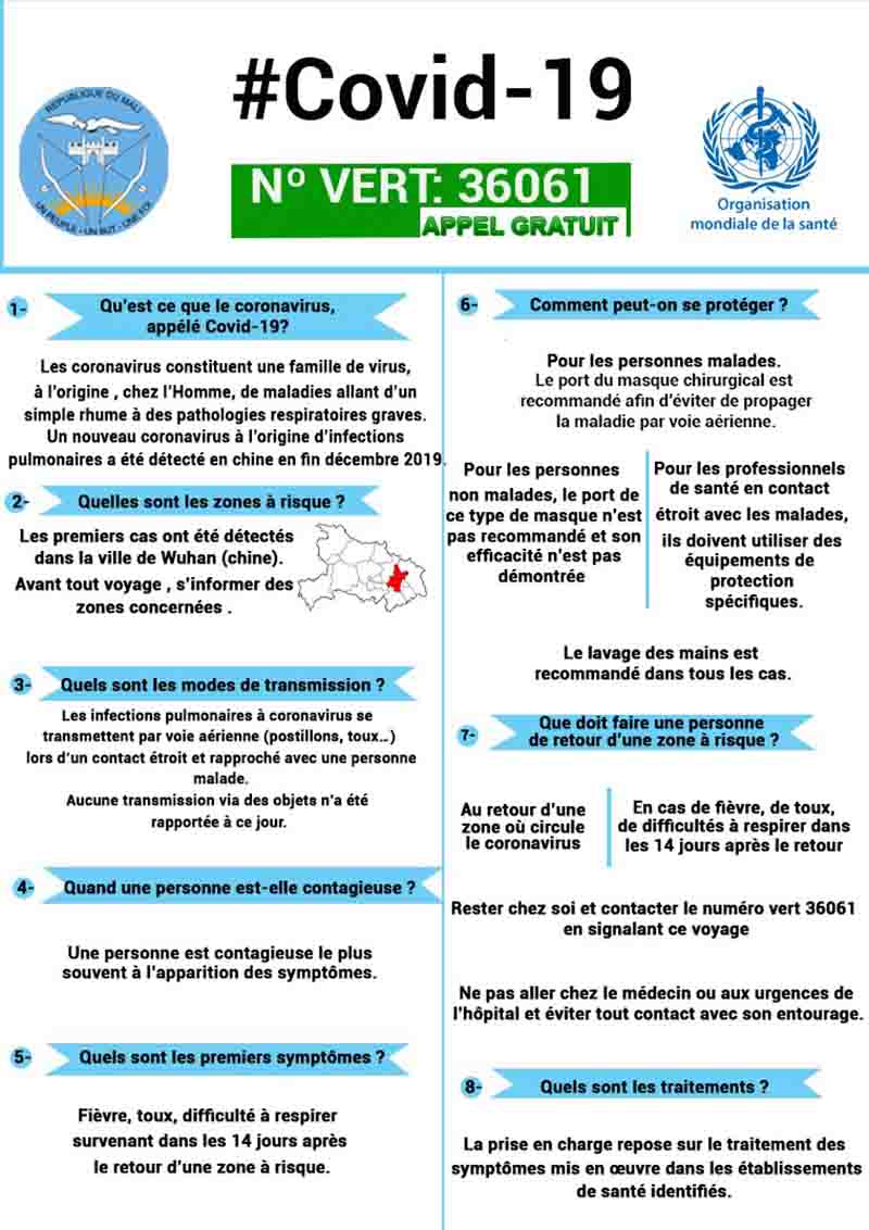 Covid 19 au Mali: Les tests effectués au cours de la nuit sont tous NÉGATIFS