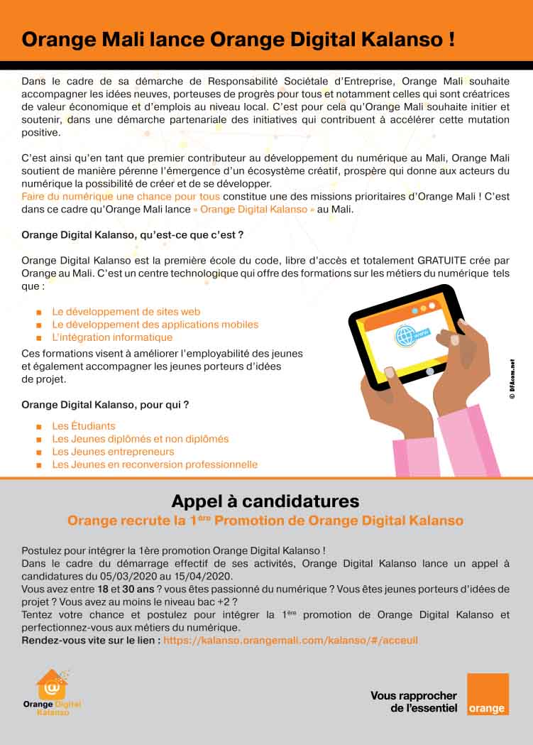 Orange Mali lance Orange Digital Kalanso