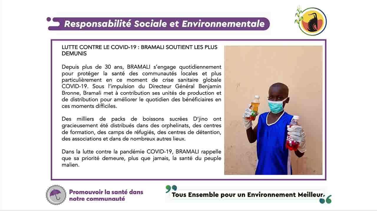 Lutte contre le COVID-19 : BRAMALI soutient les plus démunis