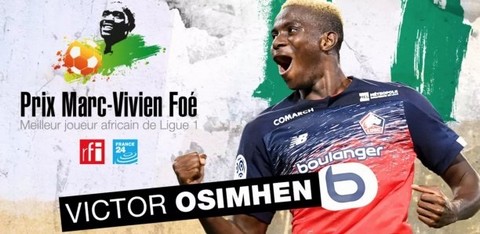 Prix Marc-Vivien Foé 2020 : Le Nigérian Victor Osimhen élu joueur africain de l'année en Ligue 1