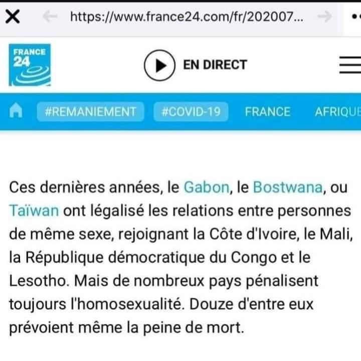 Communiqué: Le gouvernement n'a jamais pris un texte autorisant des relations entre personnes de même sexe