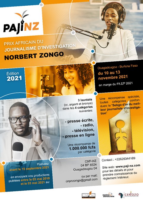 Communiqué de presse : Prix Africain du Journalisme d’Investigation Norbert Zongo – (PAJI-NZ)