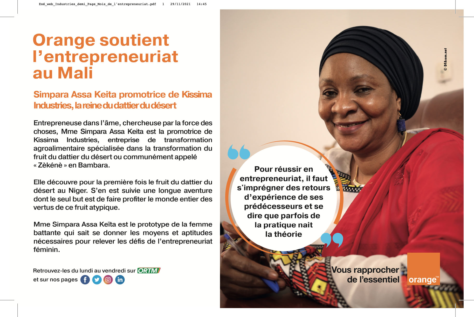 Orange soutient l'entrepreneuriat au Mali
