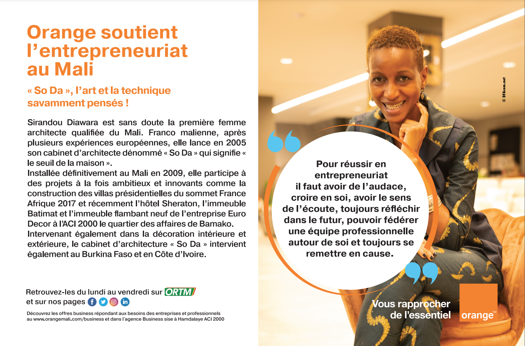 Orange soutient l'entrepreneuriat au Mali: « SO DA », l’art et la technique savamment pensés