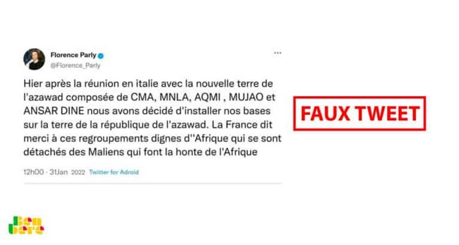 #BenbereVerif : Attention à ce faux tweet attribué à la ministre française des Armées