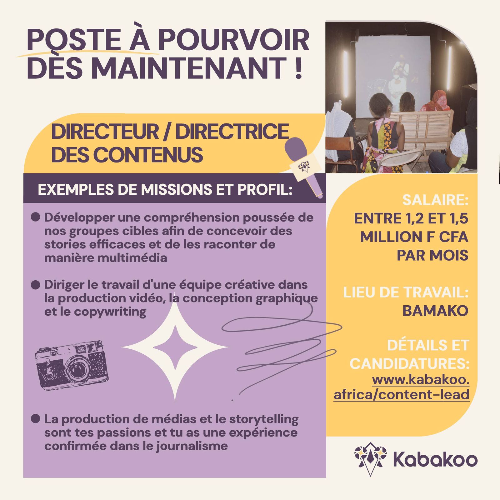 Communique/Kabakoo recrute un.e directrice/directeur des contenus