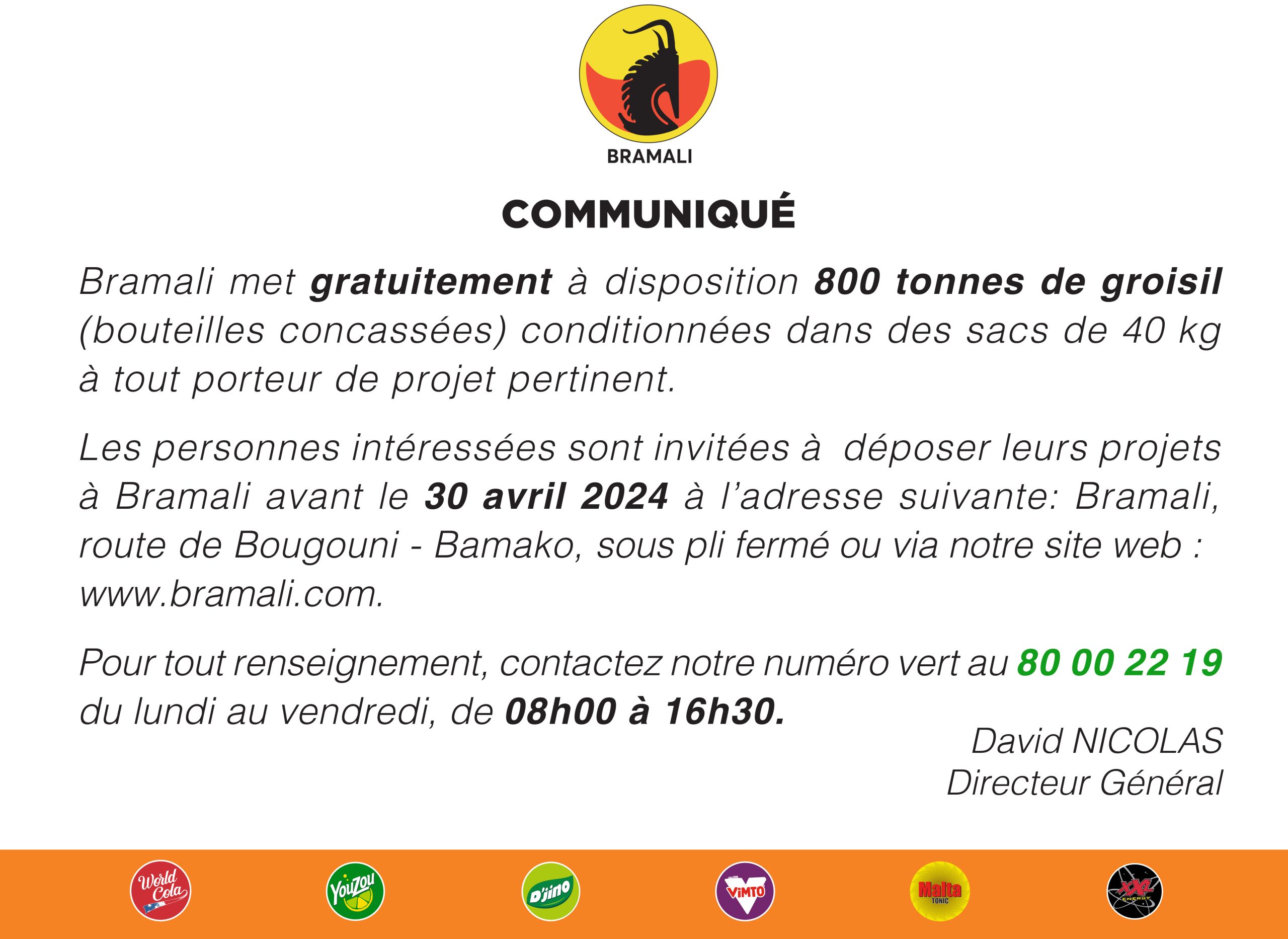 Communiqué: BRAMALI met gratuitement à disposition de 800 tonnes de groisil