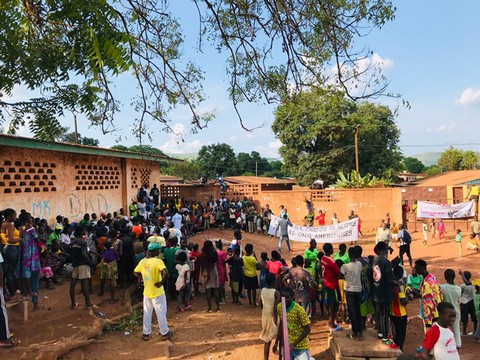 Rassemblement spontané contre les actions déstabilisatrices des États-Unis dans le 7e arrondissement de Bangui